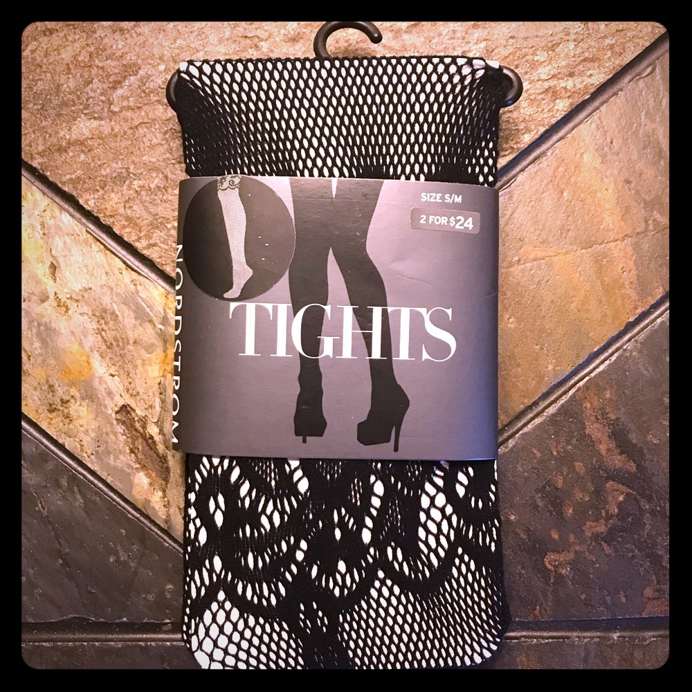 ⬇️ SALE Nordstrom Patterned Black Tights | NWT